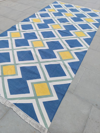 Teal Ridge Artisan Dhurrie - Reversible Nordic Style Flat Weave rug