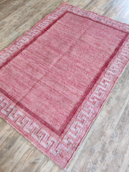 Modern Farmhouse Minimalist Red & Tan Reversible Carpet
