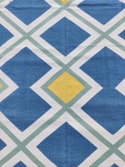 Teal Ridge Artisan Dhurrie - Reversible Nordic Style Flat Weave rug