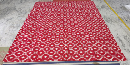 Modern Stepped Tile Flat Weave Carpet, Rustic Lodge Style Diamond Dhurrie