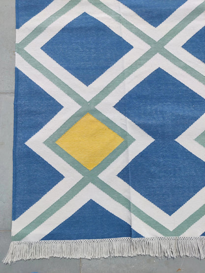 Teal Ridge Artisan Dhurrie - Reversible Nordic Style Flat Weave rug