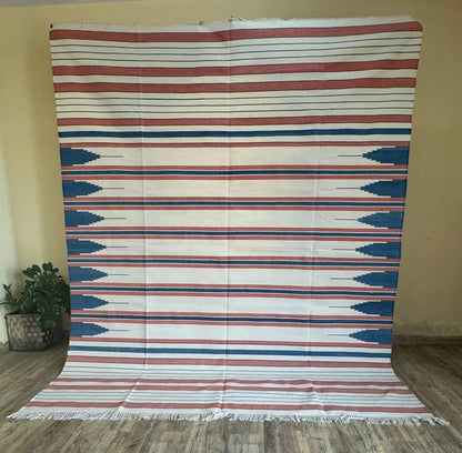 Southwestern Striped Cotton flat weave  Rug