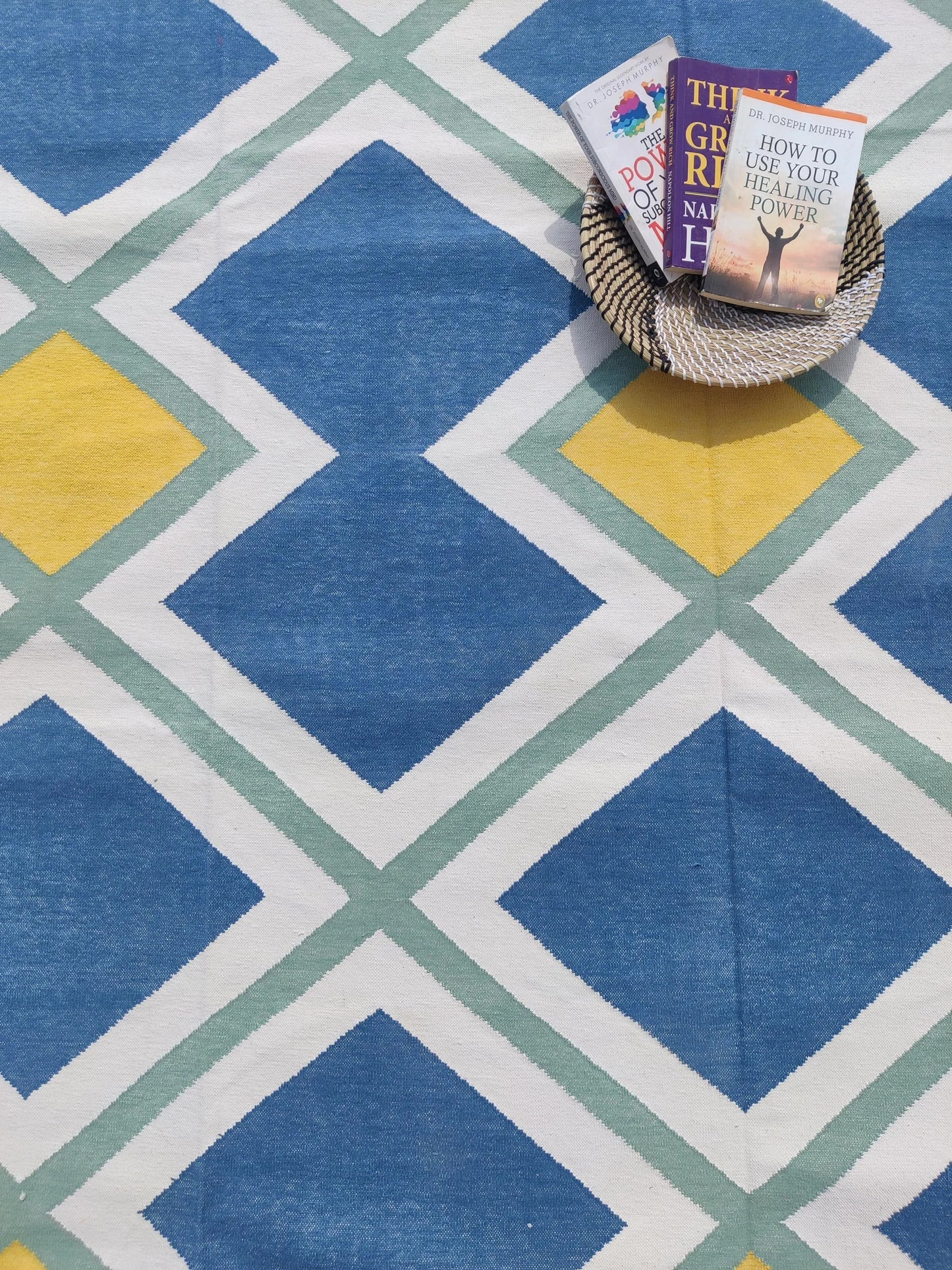 Teal Ridge Artisan Dhurrie - Reversible Nordic Style Flat Weave rug