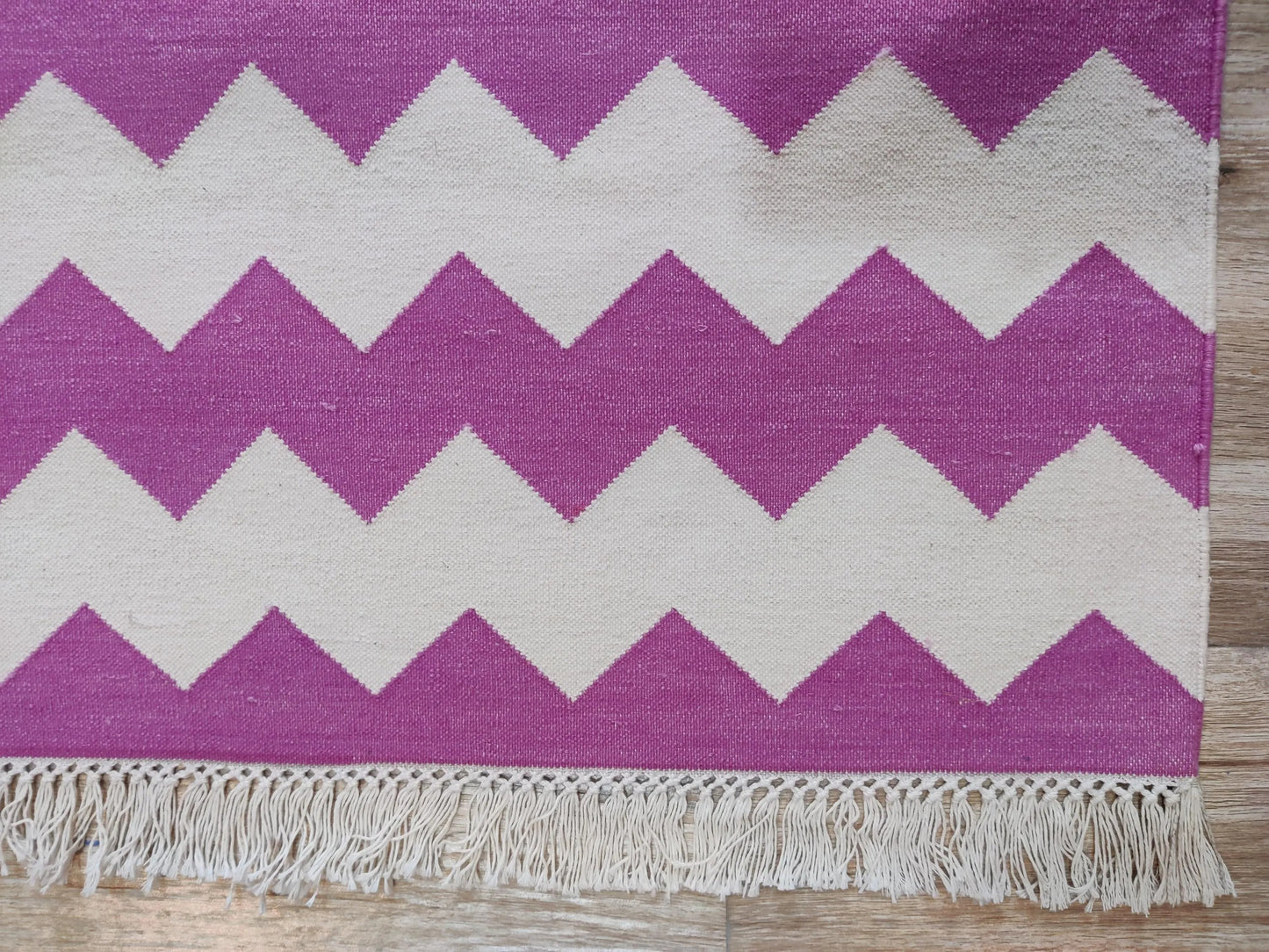 Fuchsia Pink Chevron Handwoven Cotton Rug