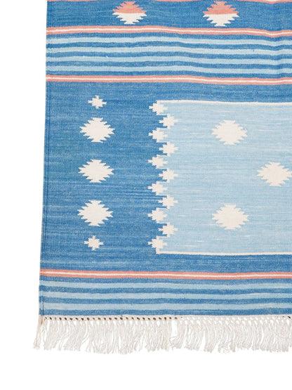 Caspian Horizon Handwoven Cotton Flatweave Dhurrie Rug