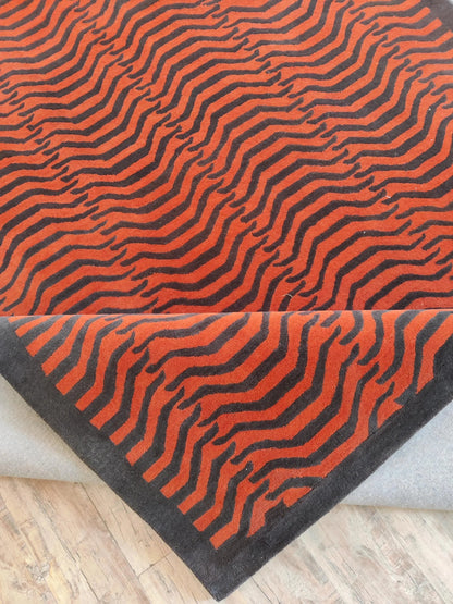 Luxury Wool Tufted Area Rug, Burnt Orange Abstract Rug, Contemporary UK Interior Designer Rug, Custom Handmade Rug