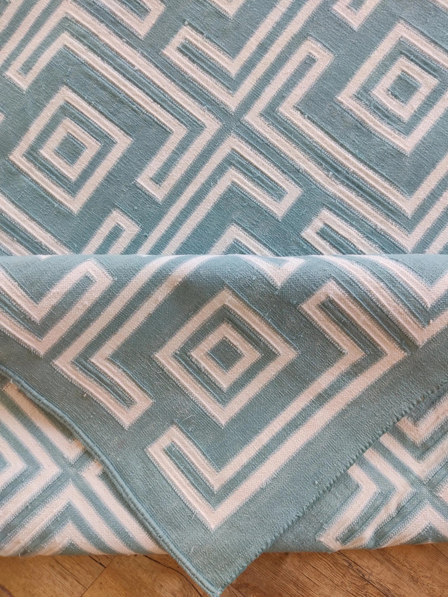 Corinthian Maze Sage Green Geometric Flatweave Area Rug