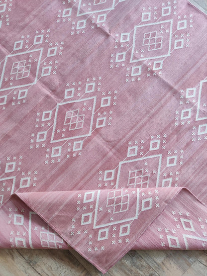 Blush Pink Southwestern Geometric Diamond Flatweave rug