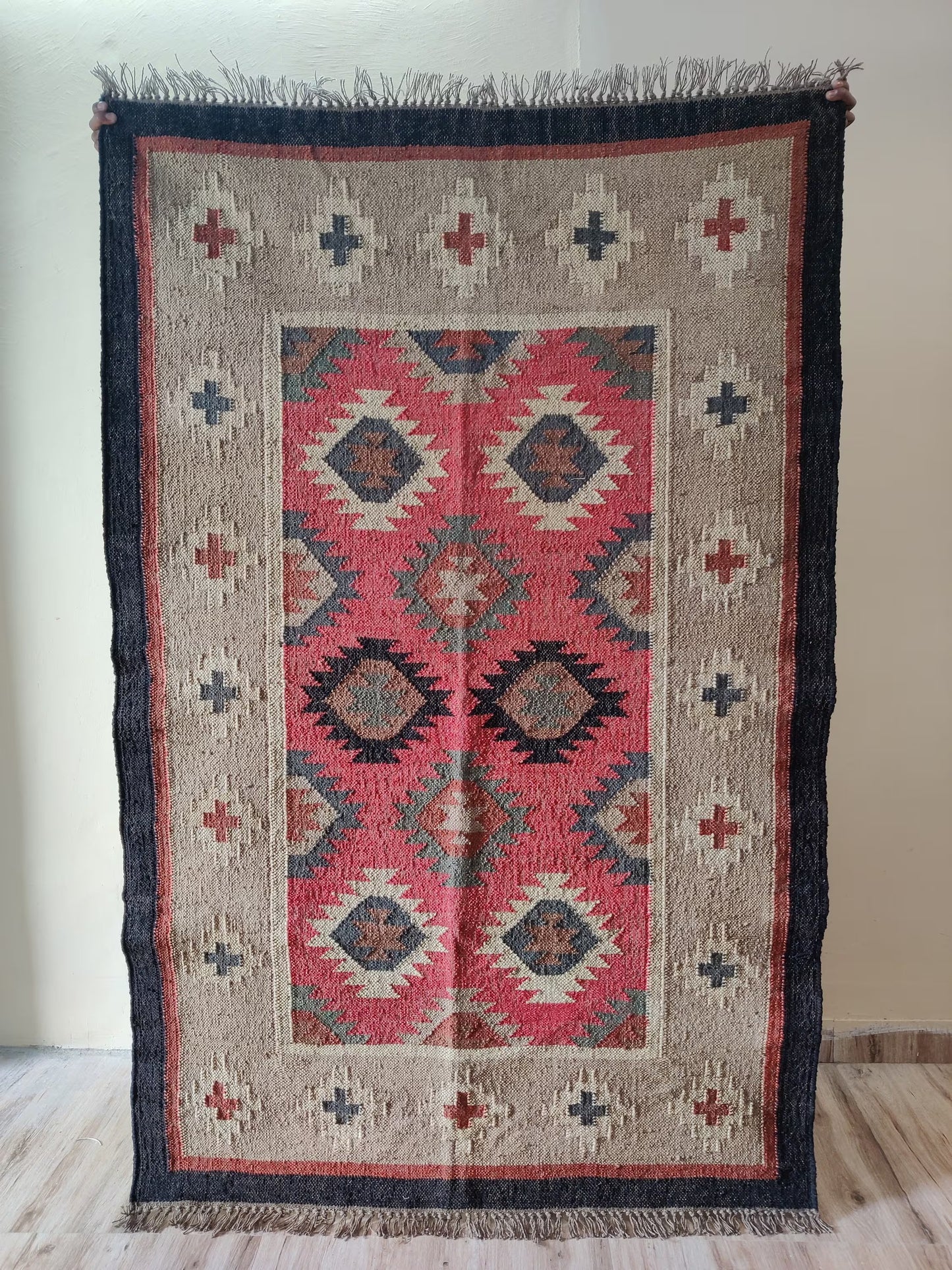 Southwestern Tribal Medallion Pattern Wool Jute Rug
