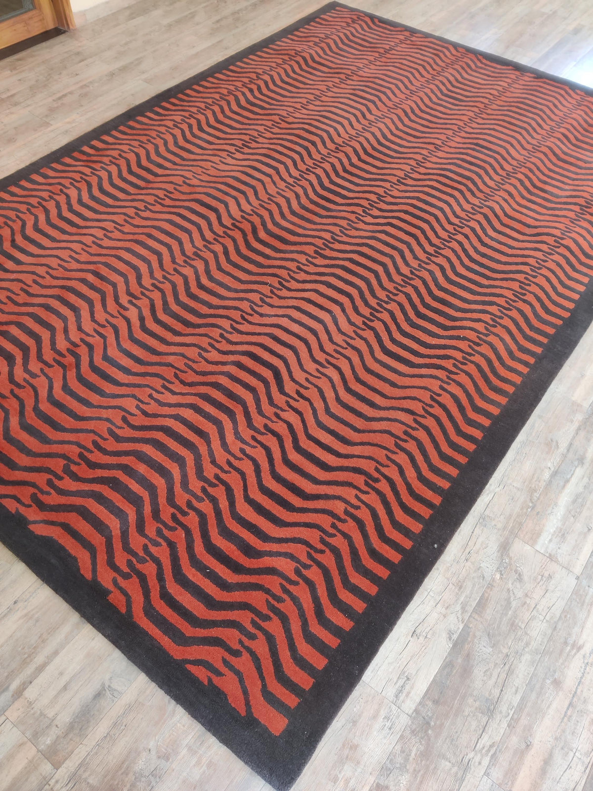 Luxury Wool Tufted Area Rug, Burnt Orange Abstract Rug, Contemporary UK Interior Designer Rug, Custom Handmade Rug