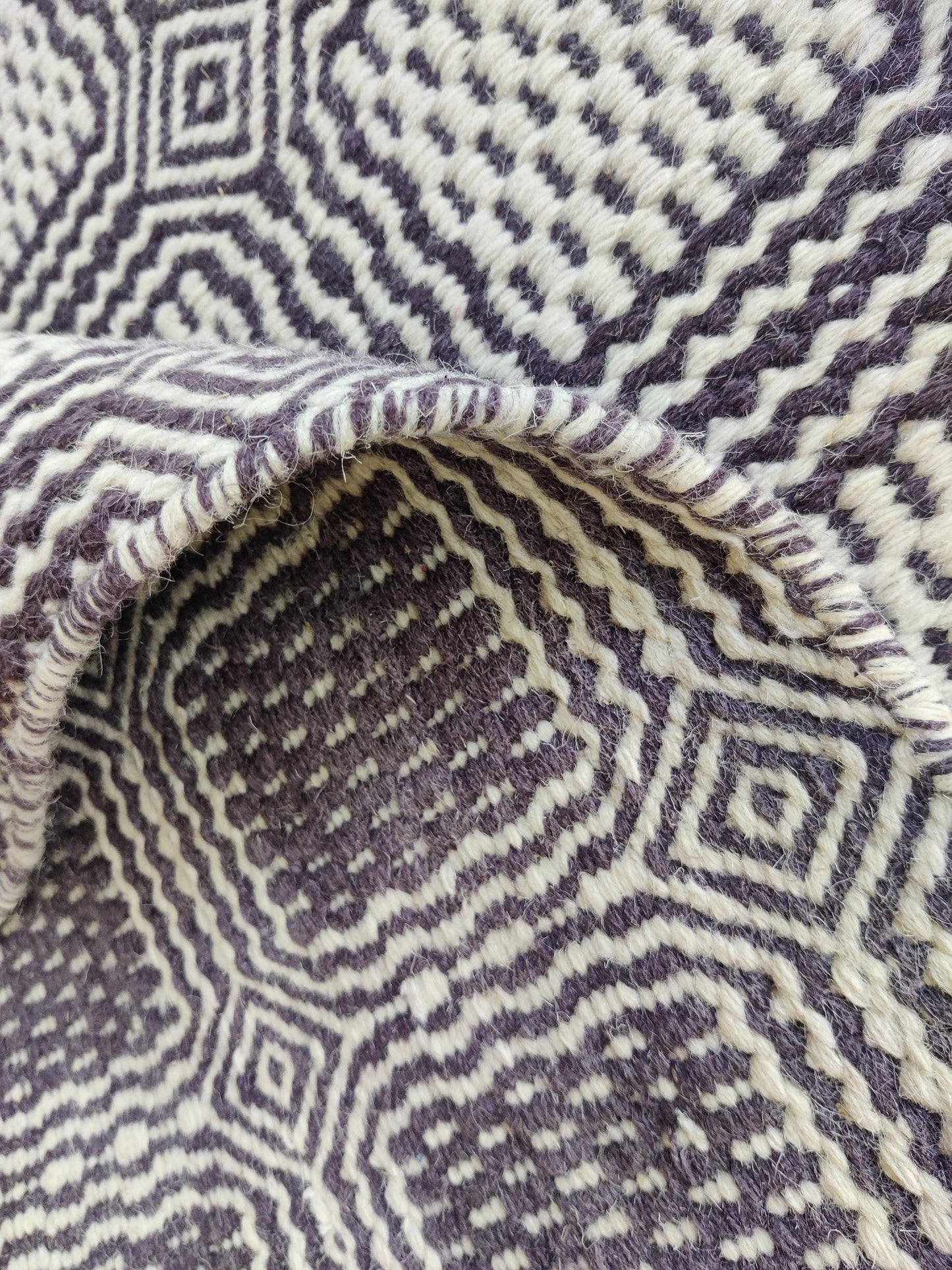 Hand-Woven Charcoal & Ivory Box-Tile Wool Rug