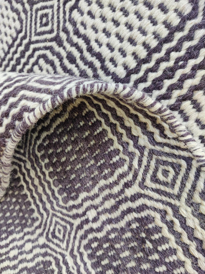 Hand-Woven Charcoal & Ivory Box-Tile Wool Rug