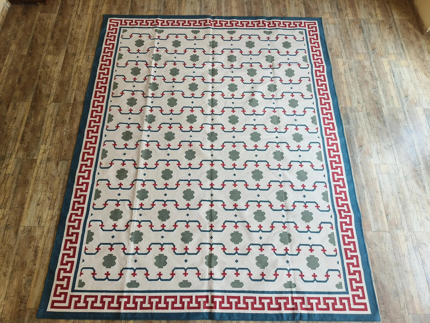 Athena Lattice Handwoven Cotton Flatweave Dhurrie Rug