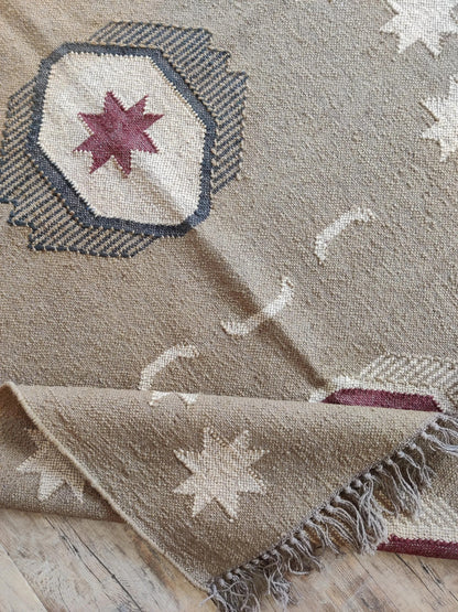 Crimson Moon Lattice Reversible Natural Fiber Area Rug