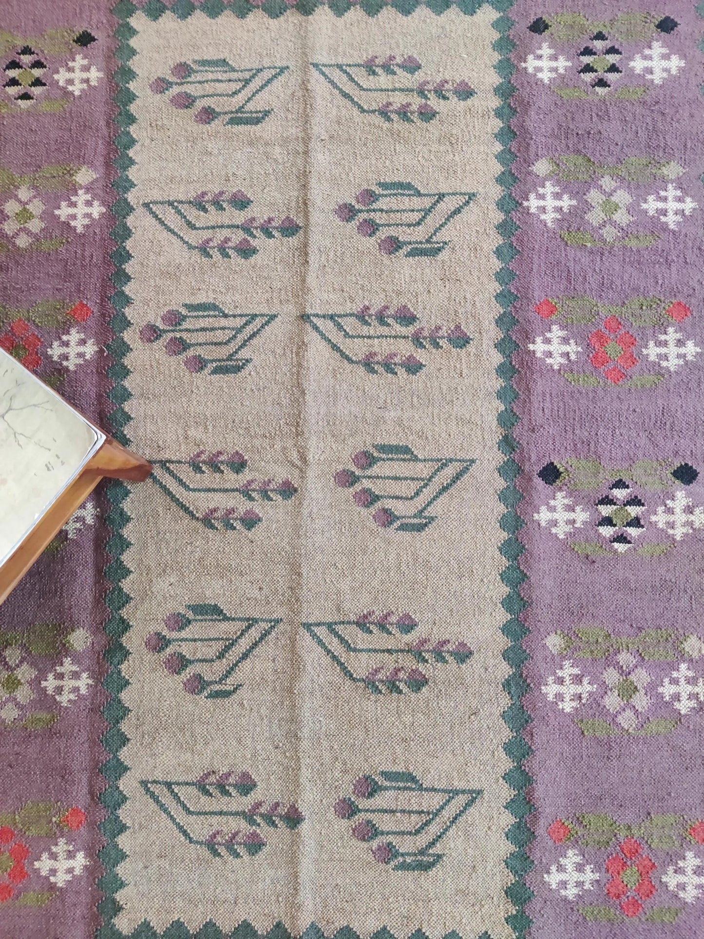 Lavender Meadow Antique Style Floral Kilim rug