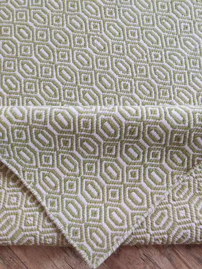 Emerald Moss Lattice Premium Handloom Living Room Carpet