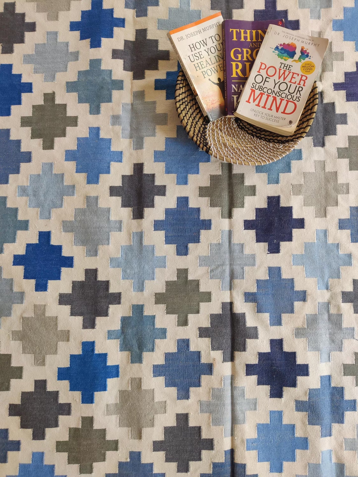 Pixel Cross Geometric Cotton Dhurries rug