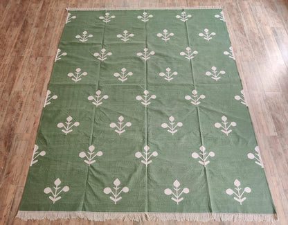 Sage Botanical Minimalist Floral Pattern Area Rug