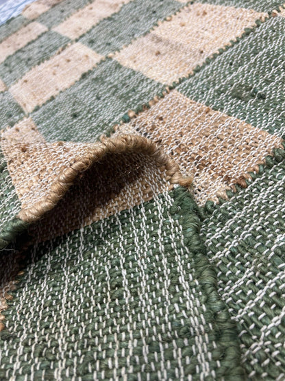 Sage Forest Checkerboard Cotton Jute Rug