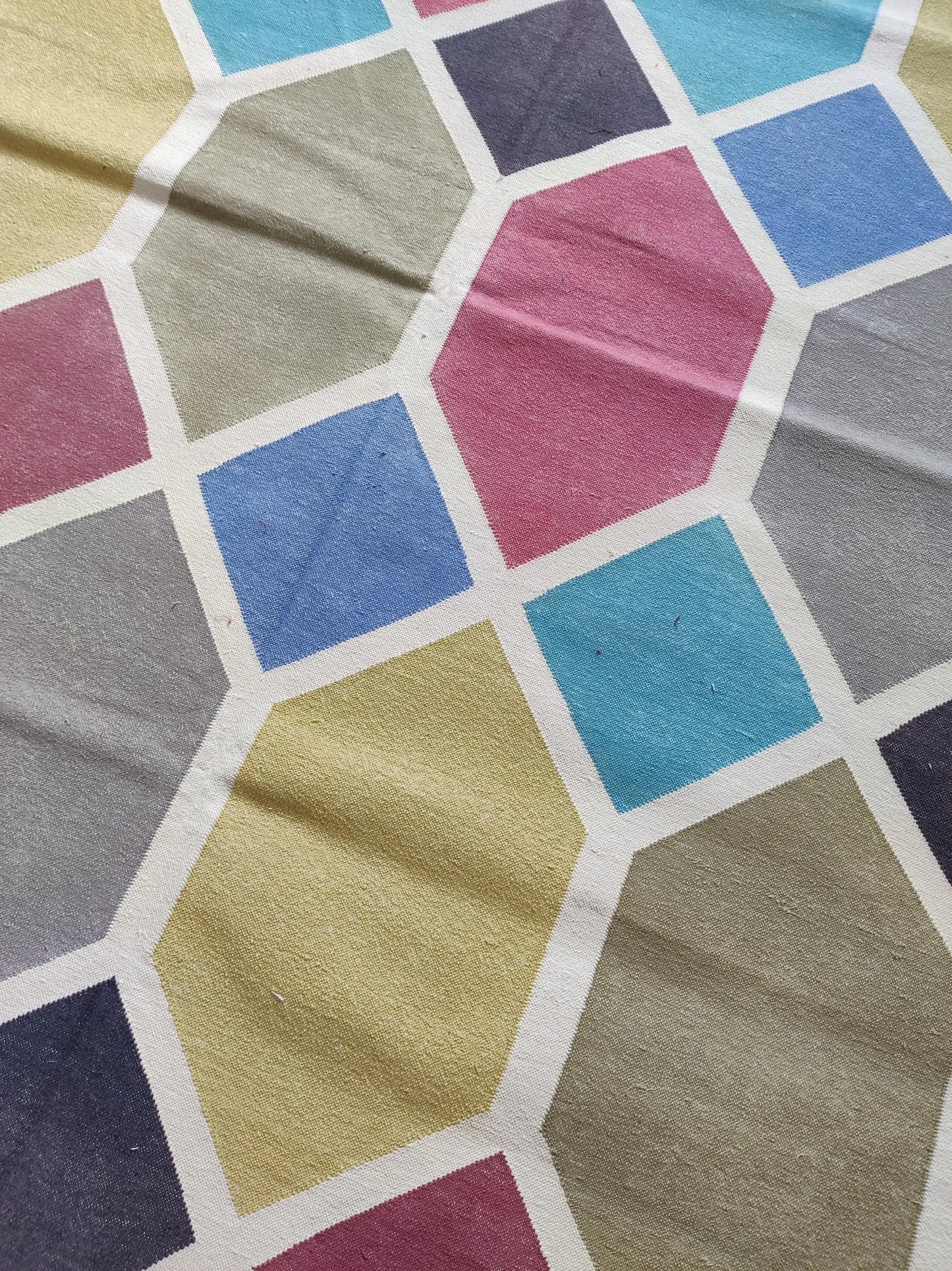 Modern Harlequin Geometric Dhurrie rug