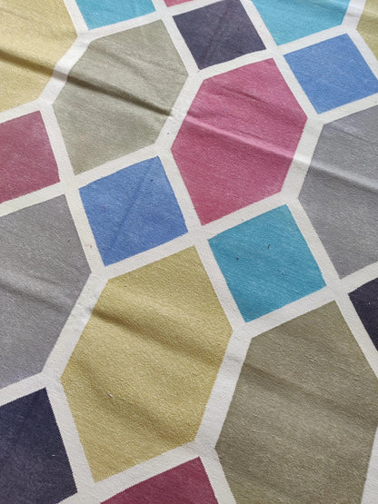 Modern Harlequin Geometric Dhurrie rug