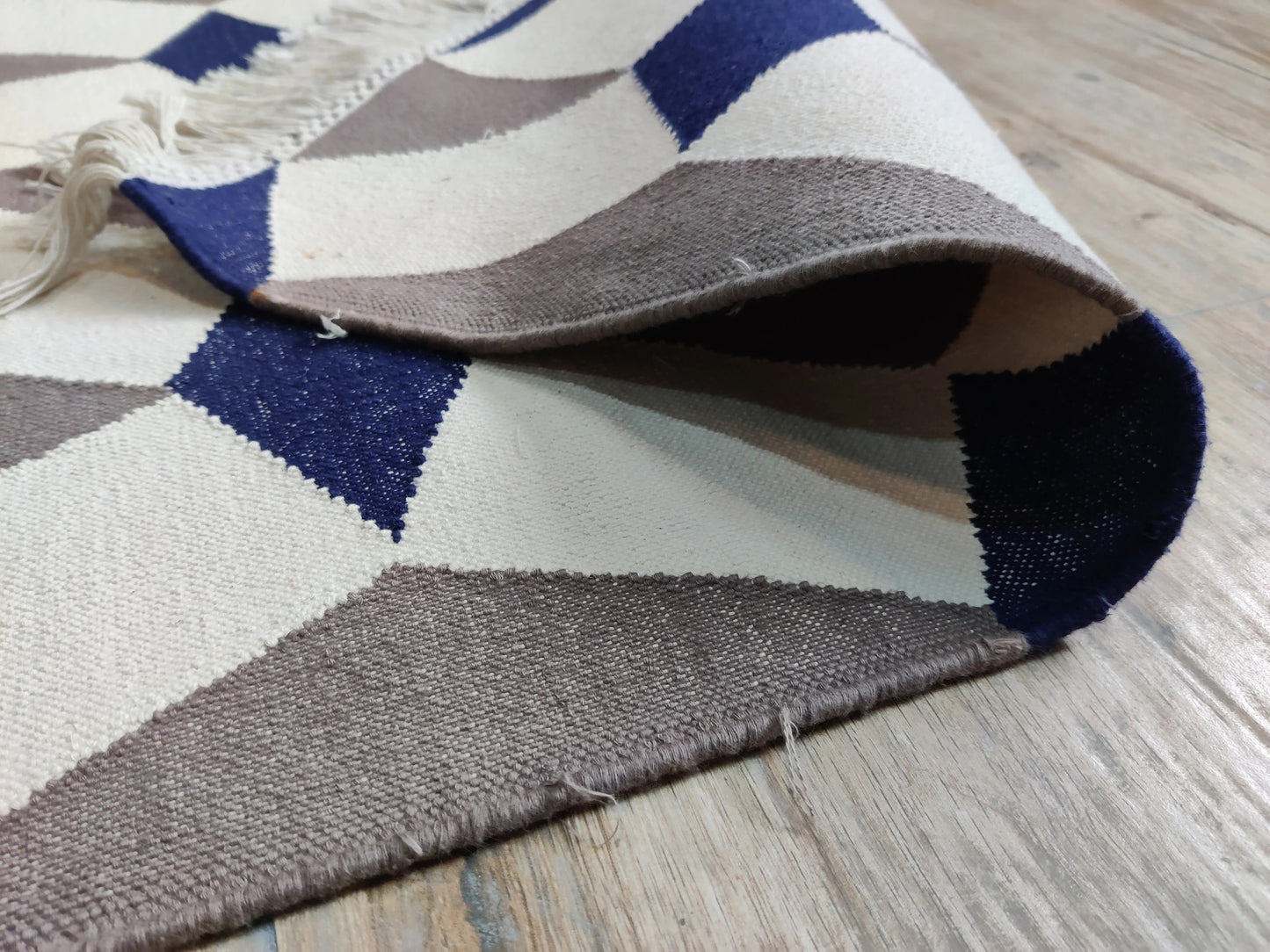 Handmade Harlequin Diamond Cotton flat weave Rug