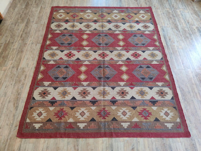 Ethnic Navajo Pattern Kilim Sustainable Wool Jute rug