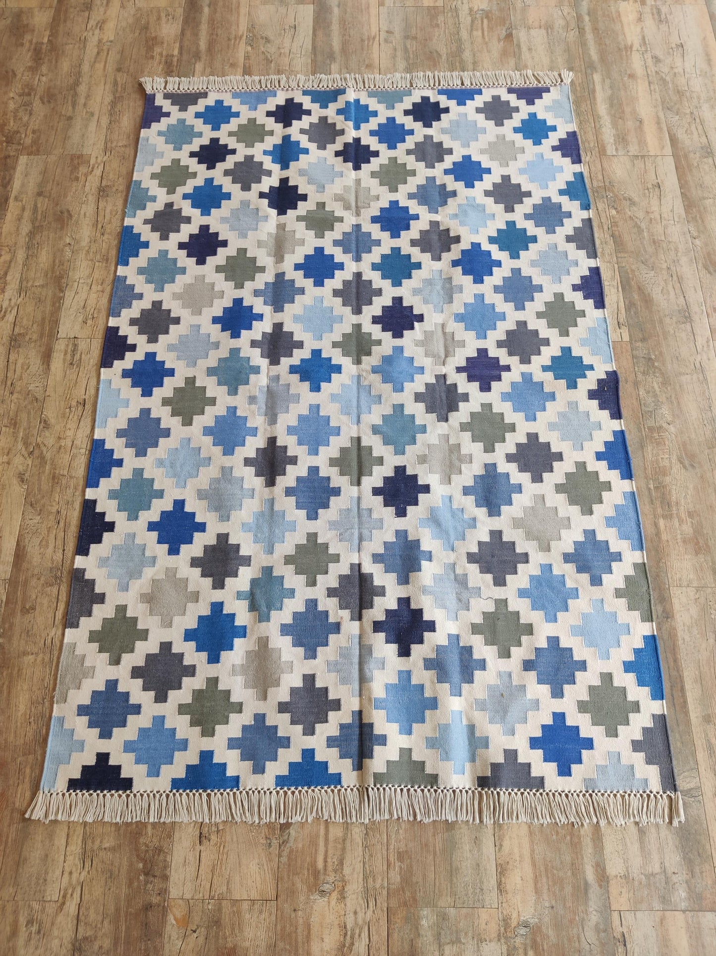 Pixel Cross Geometric Cotton Dhurries rug