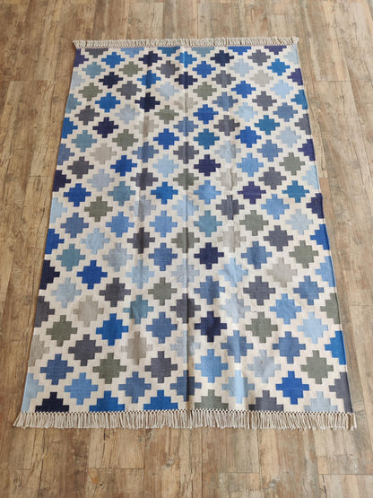 Pixel Cross Geometric Cotton Dhurries rug