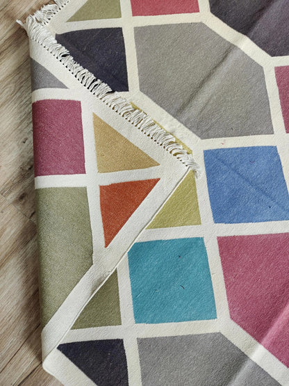 Modern Harlequin Geometric Dhurrie rug