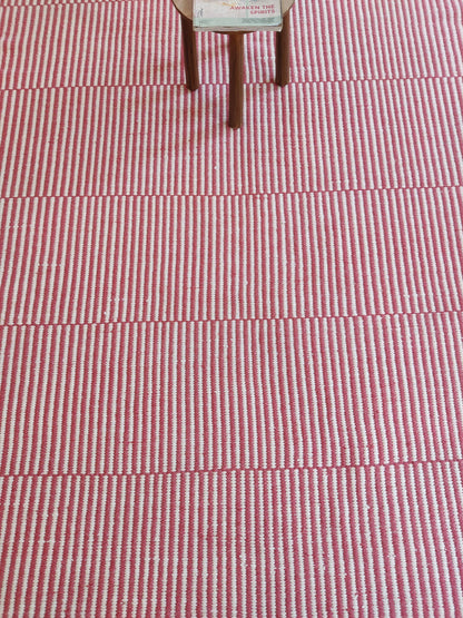 Organic Fiber Rust Red Dhurrie Artisan Crafted Sustainable Home Decor