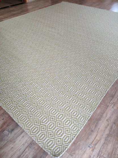 Emerald Moss Lattice Premium Handloom Living Room Carpet