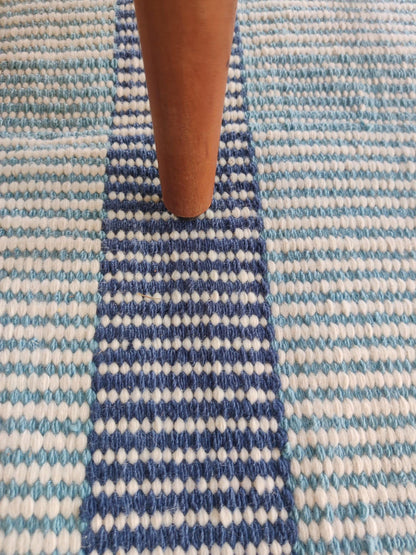 Traditional Indigo Striped Hand-Loomed Area Rug