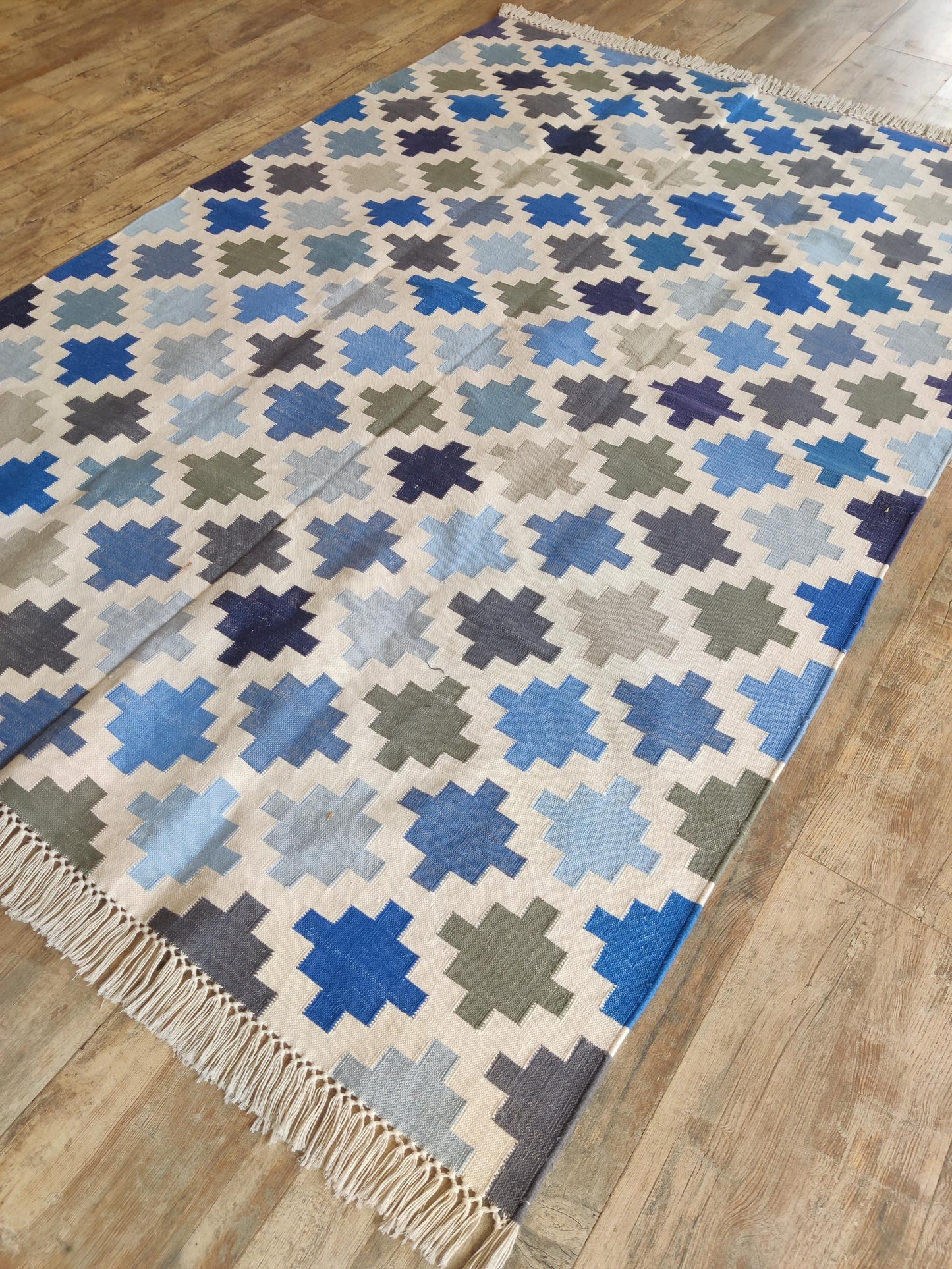 Pixel Cross Geometric Cotton Dhurries rug