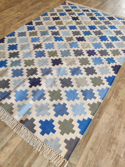 Pixel Cross Geometric Cotton Dhurries rug