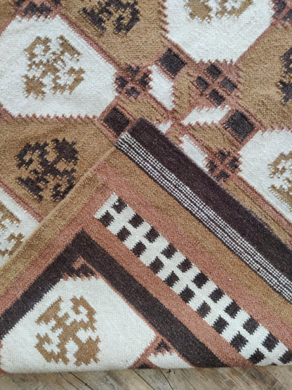 Magenta Mesa Border Southwestern Berry Pink Wool Cotton Dhurrie Rug
