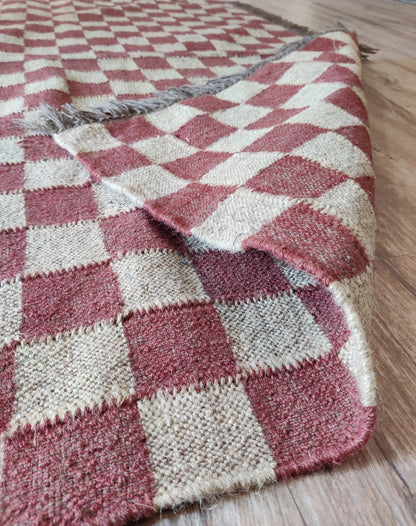 Crimson Checkered Trendy Red Grid Rug for Living Room & Bedroom