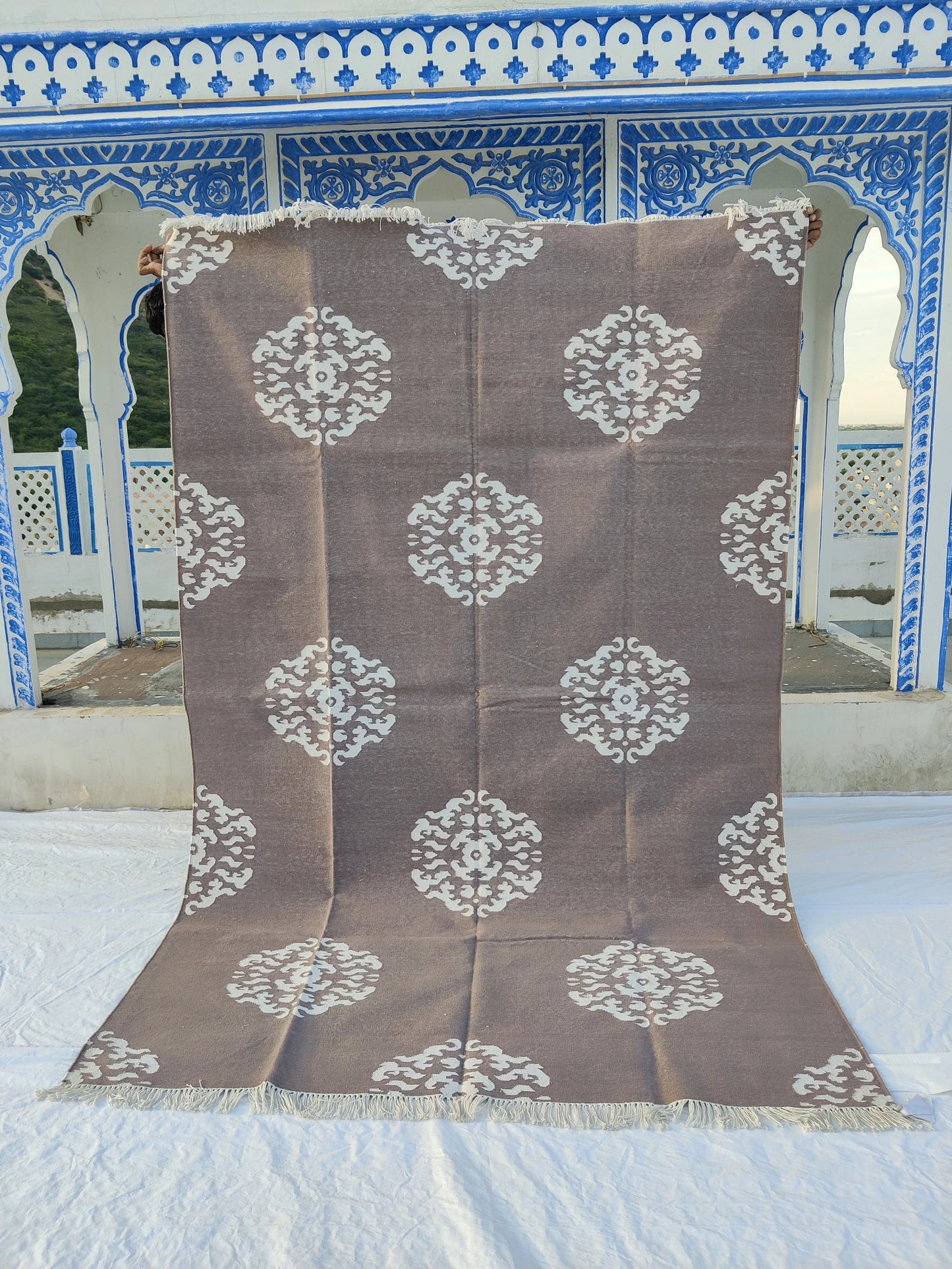 Ornate Floral Medallion Cotton Rug