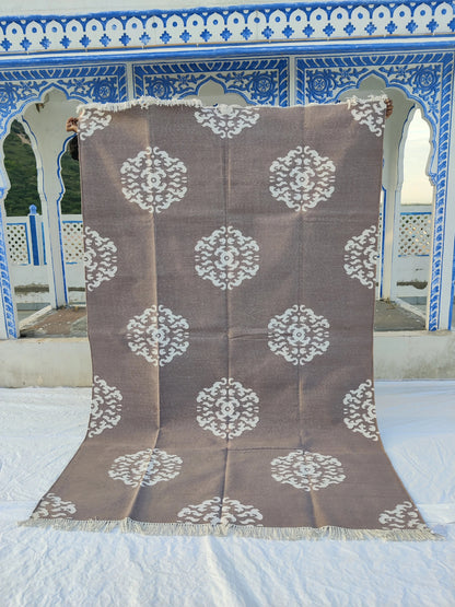 Ornate Floral Medallion Cotton Rug