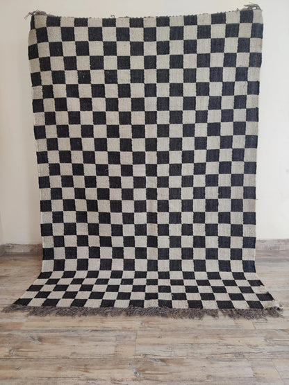 Charcoal Chessboard Hand-Woven Wool and Jute Rug