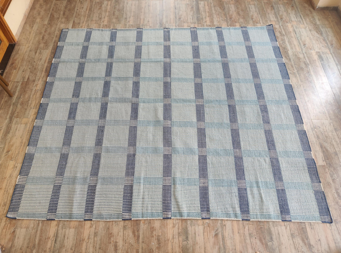 Traditional Indigo Striped Hand-Loomed Area Rug