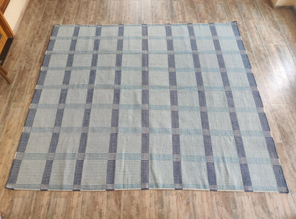 Traditional Indigo Striped Hand-Loomed Area Rug