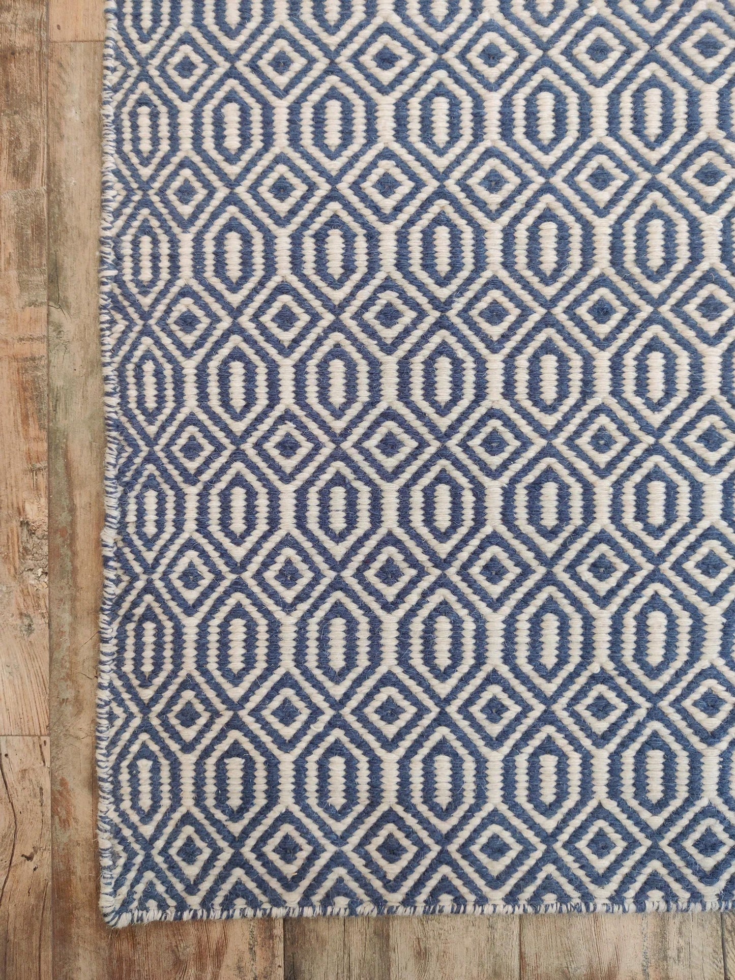 Indigo Lattice Oasis Artisan Woven Area Rug Carpet