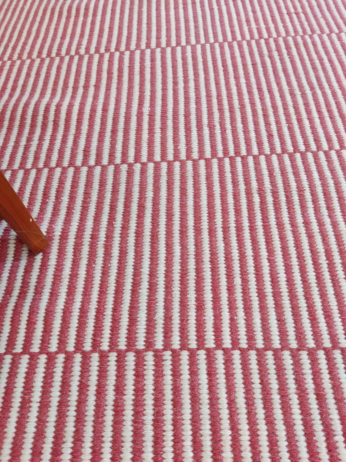 Organic Fiber Rust Red Dhurrie Artisan Crafted Sustainable Home Decor