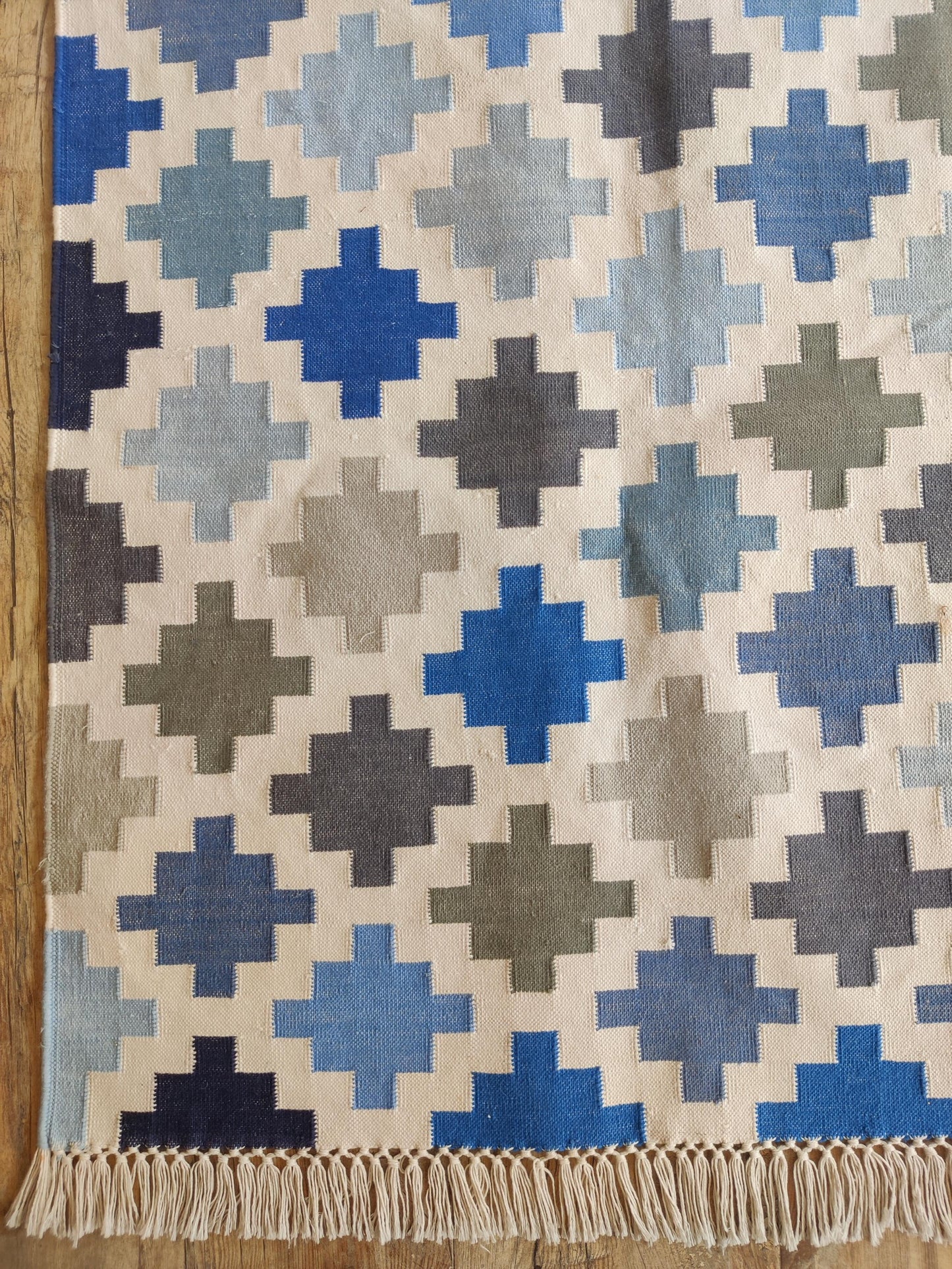 Pixel Cross Geometric Cotton Dhurries rug