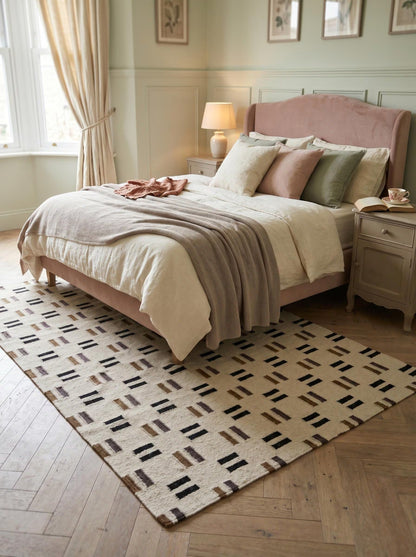 Bauhaus Dash Grid Geometric Minimalist Parallel Dash Flatweave Area Rug