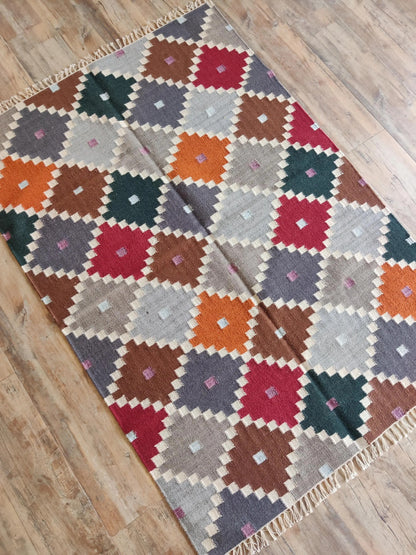 Bohemian Mosaic Diamond  Handwoven Southwestern Style Rug