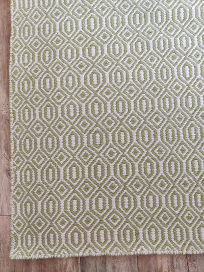 Emerald Moss Lattice Premium Handloom Living Room Carpet