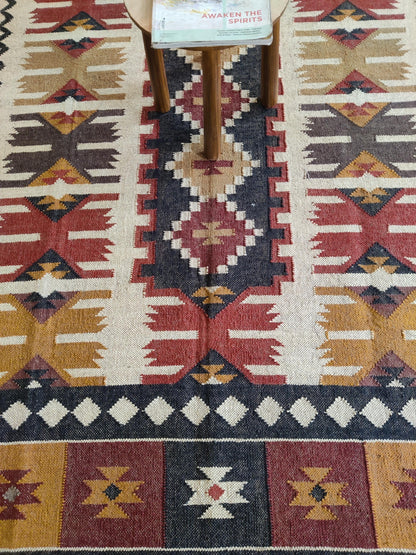 Nomad Heritage Crest Tribal Wool Jute Kilim Rug