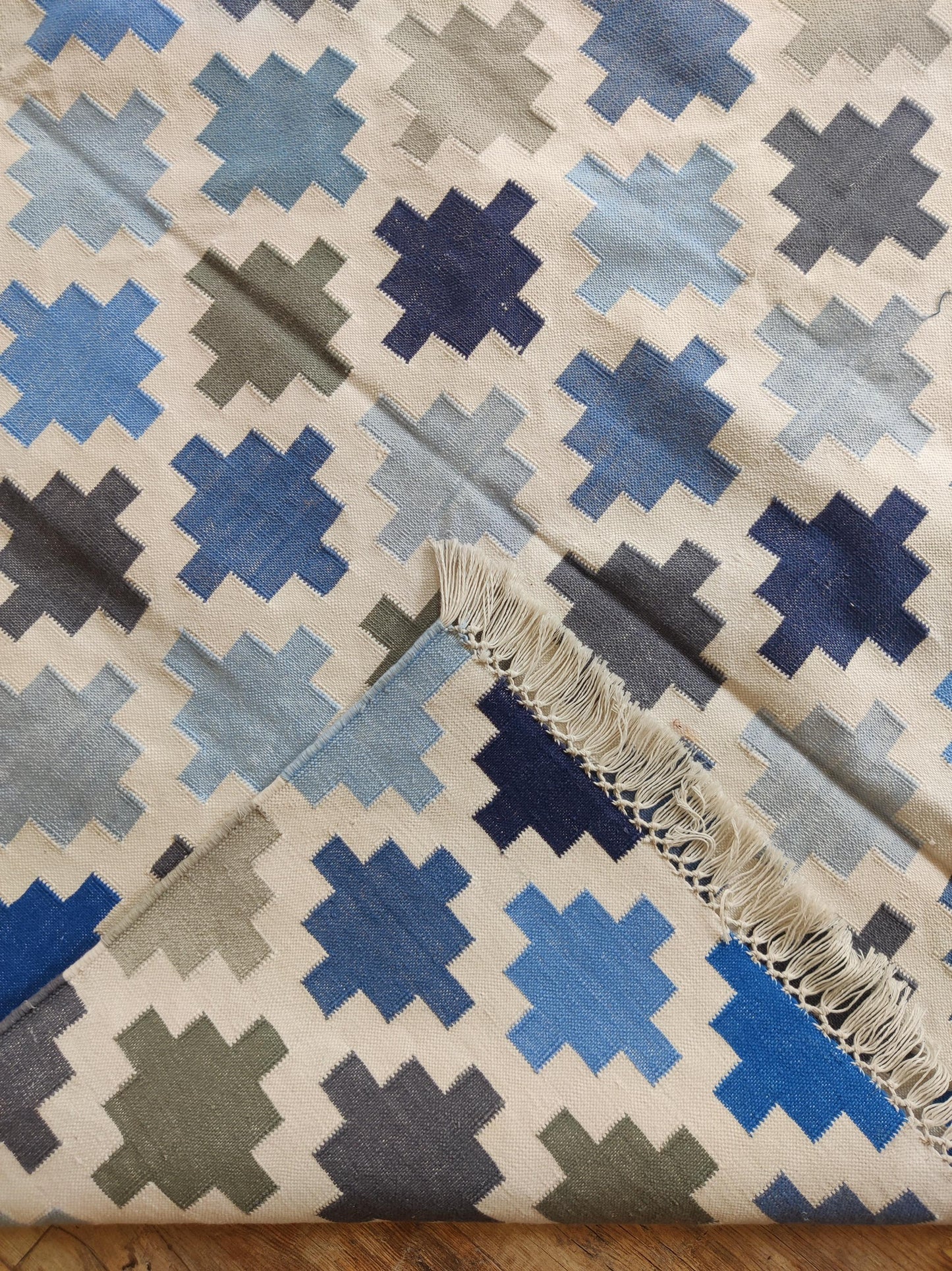 Pixel Cross Geometric Cotton Dhurries rug